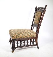 Collinson & Lock. A Rare Aesthetic Movement Rosewood Side Chair with Finely Carved & Turned Details - Thumbnail 5