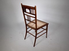 E W Godwin or H W Batley, probably made for Collinson and Lock. An Aesthetic Movement walnut side chair - Thumbnail 8