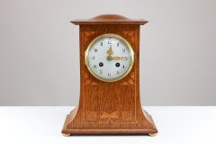Liberty & Co., An Arts & Crafts Oak Mantle Clock with Floral Inlay - Thumbnail 2