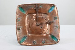 An Arts & Crafts Hand Formed Copper & Turquoise Blue Enamel Wall Clock - Thumbnail 2