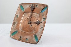 An Arts & Crafts Hand Formed Copper & Turquoise Blue Enamel Wall Clock - Thumbnail 3