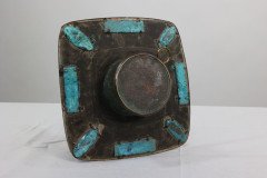 An Arts & Crafts Hand Formed Copper & Turquoise Blue Enamel Wall Clock - Thumbnail 5
