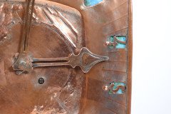 An Arts & Crafts Hand Formed Copper & Turquoise Blue Enamel Wall Clock - Thumbnail 6