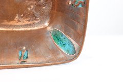 An Arts & Crafts Hand Formed Copper & Turquoise Blue Enamel Wall Clock - Thumbnail 8