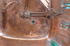 An Arts & Crafts Hand Formed Copper & Turquoise Blue Enamel Wall Clock - Thumbnail 11