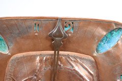 An Arts & Crafts Hand Formed Copper & Turquoise Blue Enamel Wall Clock - Thumbnail 13