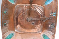 An Arts & Crafts Hand Formed Copper & Turquoise Blue Enamel Wall Clock - Thumbnail 15
