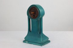 A Little Turquoise Blue Dressing Table Clock Decorated with Cherubs by a Tree - Thumbnail 5