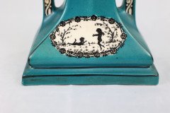 A Little Turquoise Blue Dressing Table Clock Decorated with Cherubs by a Tree - Thumbnail 17