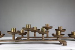 Pair of Gothic Revival Brass Candelabras with Graduated Candle Holders, c.1875 - Thumbnail 2