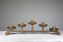 Pair of Gothic Revival Brass Candelabras with Graduated Candle Holders, c.1875 - Thumbnail 3