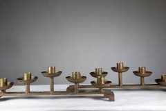Pair of Gothic Revival Brass Candelabras with Graduated Candle Holders, c.1875 - Thumbnail 4