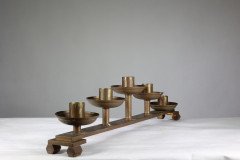 Pair of Gothic Revival Brass Candelabras with Graduated Candle Holders, c.1875 - Thumbnail 5