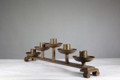 Pair of Gothic Revival Brass Candelabras with Graduated Candle Holders, c.1875 - Thumbnail 6