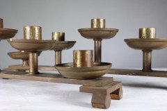 Pair of Gothic Revival Brass Candelabras with Graduated Candle Holders, c.1875 - Thumbnail 9