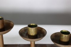 Pair of Gothic Revival Brass Candelabras with Graduated Candle Holders, c.1875 - Thumbnail 12