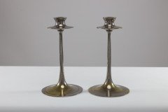 Dryad of Leicester. A Pair of Arts & Crafts Silver Plated on Brass Candlesticks - Thumbnail 2