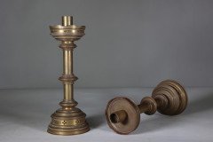 Jones & Willis – Pair of Gothic Revival Heavy Brass Castellated Candlesticks - Thumbnail 3