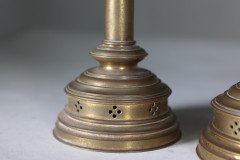 Jones & Willis – Pair of Gothic Revival Heavy Brass Castellated Candlesticks - Thumbnail 12