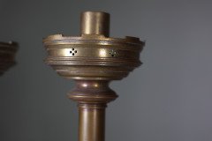 Jones & Willis – Pair of Gothic Revival Heavy Brass Castellated Candlesticks - Thumbnail 8