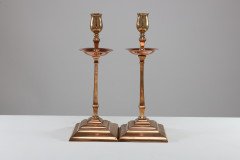 W. A. S. Benson – Pair of Arts & Crafts Brass and Copper Candlesticks II - Thumbnail 2