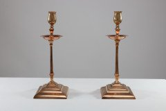 W. A. S. Benson – Pair of Arts & Crafts Brass and Copper Candlesticks II - Thumbnail 3