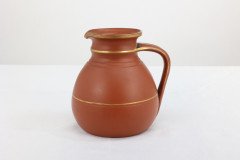 Prattware – Gothic Revival Terracotta Jug with Gilded Line Decoration - Thumbnail 2