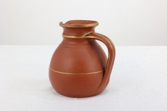Prattware – Gothic Revival Terracotta Jug with Gilded Line Decoration - Thumbnail 4