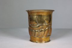 Margaret Gilmour School – Arts & Crafts Brass Planter with Galleon Scene - Thumbnail 6