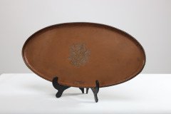 Hugh Wallis. An Arts & Crafts Oval Copper Tray with Rope Twist Edge - Thumbnail 2