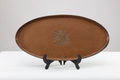 Hugh Wallis. An Arts & Crafts Oval Copper Tray with Rope Twist Edge - Thumbnail 3