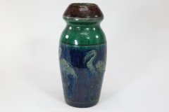 Belgian Art Pottery – Tall Earthenware Vase with Flamingo Frieze - Thumbnail 5