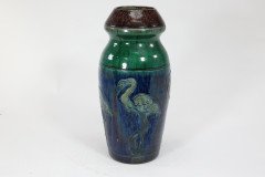 Belgian Art Pottery – Tall Earthenware Vase with Flamingo Frieze - Thumbnail 6