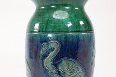 Belgian Art Pottery – Tall Earthenware Vase with Flamingo Frieze - Thumbnail 9