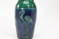 Belgian Art Pottery – Tall Earthenware Vase with Flamingo Frieze - Thumbnail 11