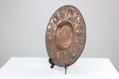 Arts and Crafts Copper Wall Plate – Repoussé Floral with Rivet Dots - Thumbnail 3