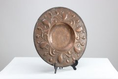 Arts and Crafts Copper Wall Plate – Repoussé Floral with Rivet Dots - Thumbnail 4