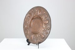 Arts and Crafts Copper Wall Plate – Repoussé Floral with Rivet Dots - Thumbnail 2