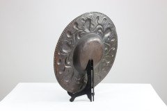 Arts and Crafts Copper Wall Plate – Repoussé Floral with Rivet Dots - Thumbnail 13