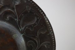 Arts and Crafts Copper Wall Plate – Repoussé Floral with Rivet Dots - Thumbnail 15