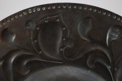 Arts and Crafts Copper Wall Plate – Repoussé Floral with Rivet Dots - Thumbnail 16