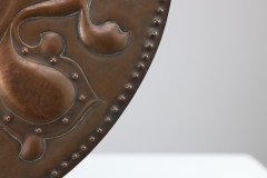 Arts and Crafts Copper Wall Plate – Repoussé Floral with Rivet Dots - Thumbnail 6