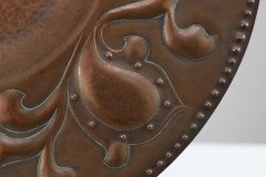 Arts and Crafts Copper Wall Plate – Repoussé Floral with Rivet Dots - Thumbnail 7