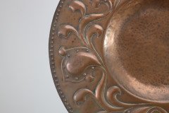 Arts and Crafts Copper Wall Plate – Repoussé Floral with Rivet Dots - Thumbnail 9