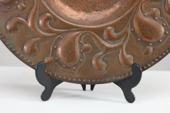 Arts and Crafts Copper Wall Plate – Repoussé Floral with Rivet Dots - Thumbnail 10
