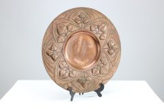Arts and Crafts Copper Wall Plate with Floral Decoration c.1900 - Thumbnail 2