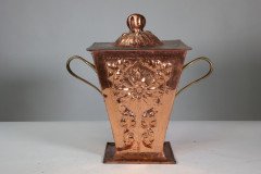 An Arts & Crafts Copper Conical Coal Bucket & Lid - Thumbnail 2