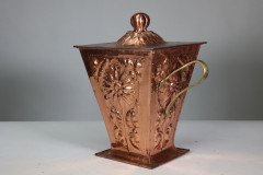 An Arts & Crafts Copper Conical Coal Bucket & Lid - Thumbnail 4