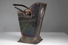 Robert Hilton. An Arts & Crafts Copper Coal Bucket with a Single Flower in Seed - Thumbnail 9