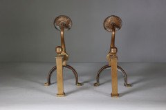 Dr. C. Dresser for Benham & Froud (stamped Mark). A Pair of Aesthetic Movement Brass Fire Dogs - Thumbnail 5